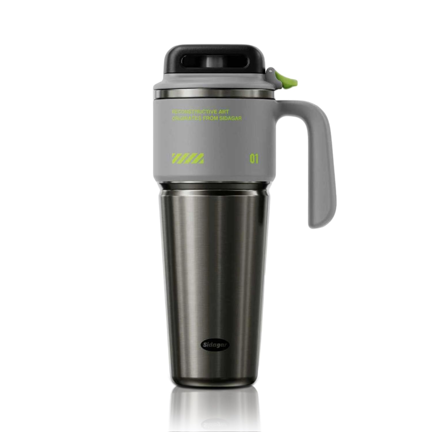 32 oz Tumbler with Handle and Straw, Vacuum Insulated Stainless Steel Travel Mug for Men, Gamer Cup with Push-button Lid, Tactical Gaming Setup Accessory, Fits in Cup Holder - Obsidian Black