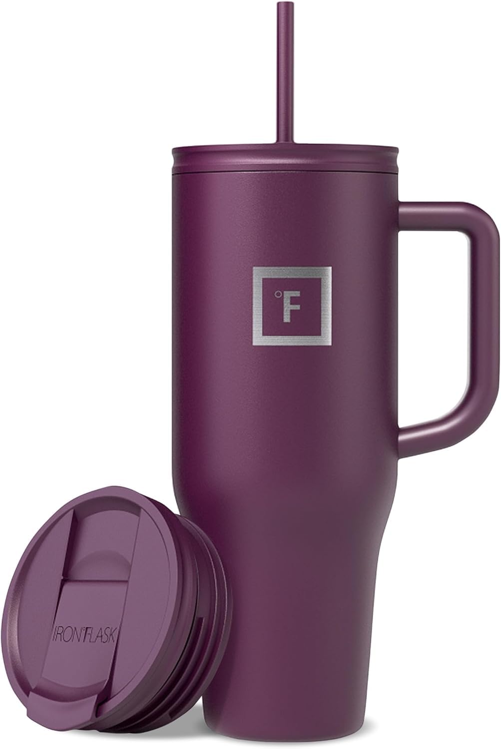 IRON °FLASK Co-Pilot Insulated Mug w/Straw & Flip Cap Lids - Cup Holder Bottle for Hot, Cold Drink - Leak-Proof - Water, Coffee Portable Travel Mug - Aurora, 40 Oz