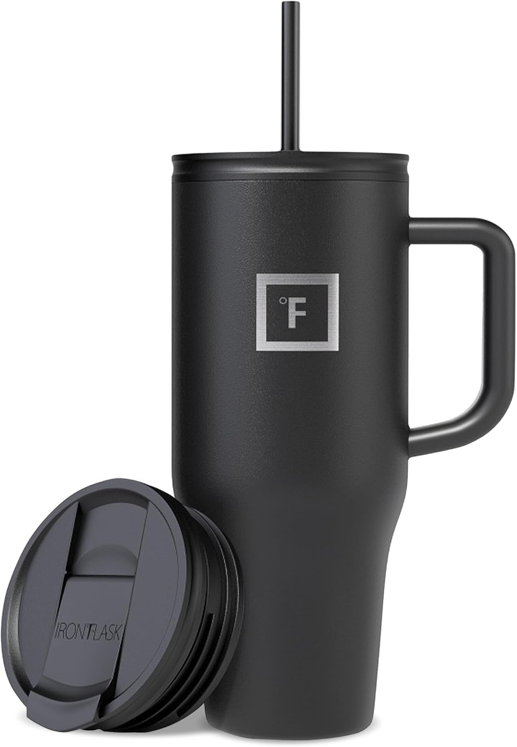 IRON °FLASK Co-Pilot Insulated Mug w/Straw & Flip Cap Lids - Cup Holder Bottle for Hot, Cold Drink - Leak-Proof - Water, Coffee Portable Travel Mug - Aurora, 40 Oz
