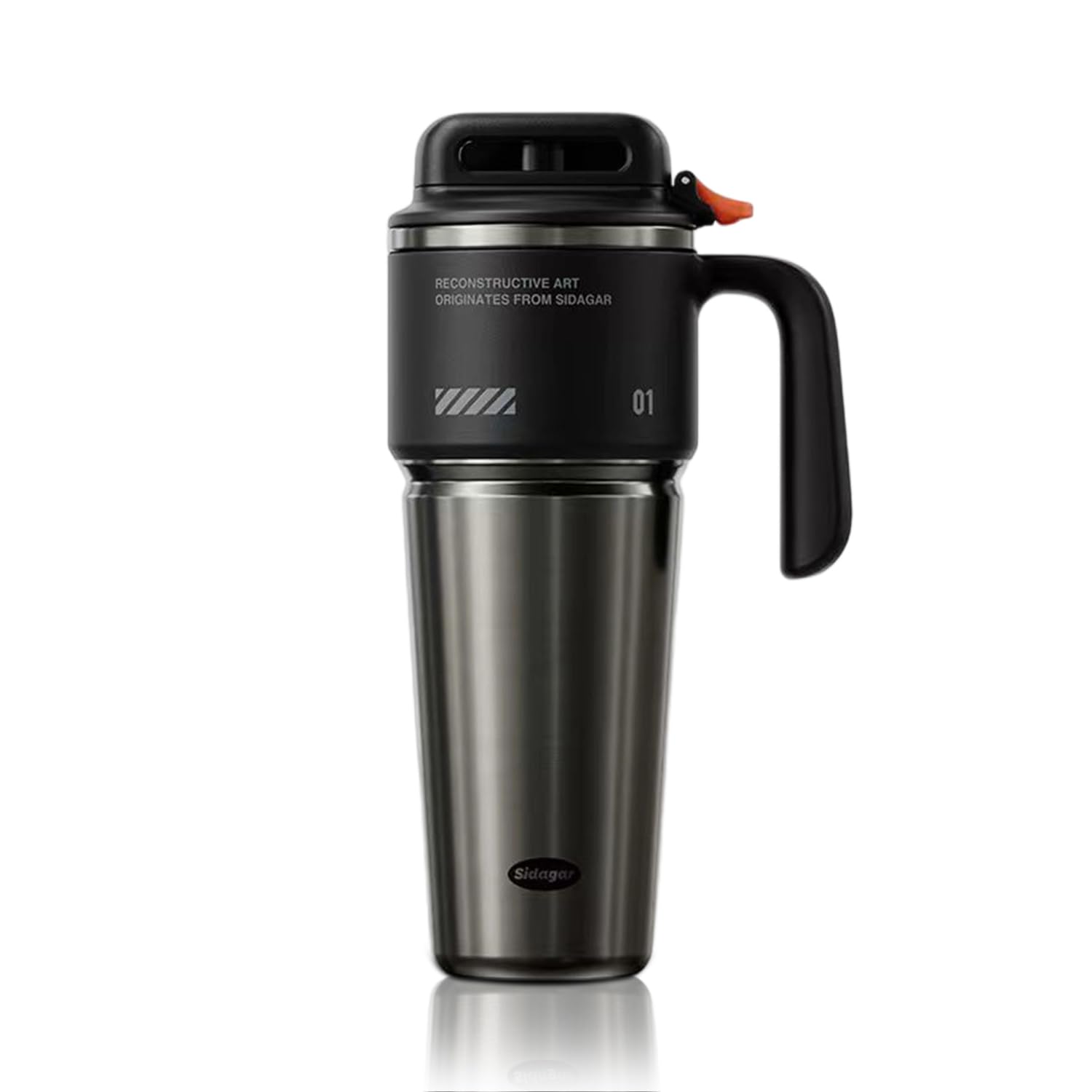 32 oz Tumbler with Handle and Straw, Vacuum Insulated Stainless Steel Travel Mug for Men, Gamer Cup with Push-button Lid, Tactical Gaming Setup Accessory, Fits in Cup Holder - Obsidian Black
