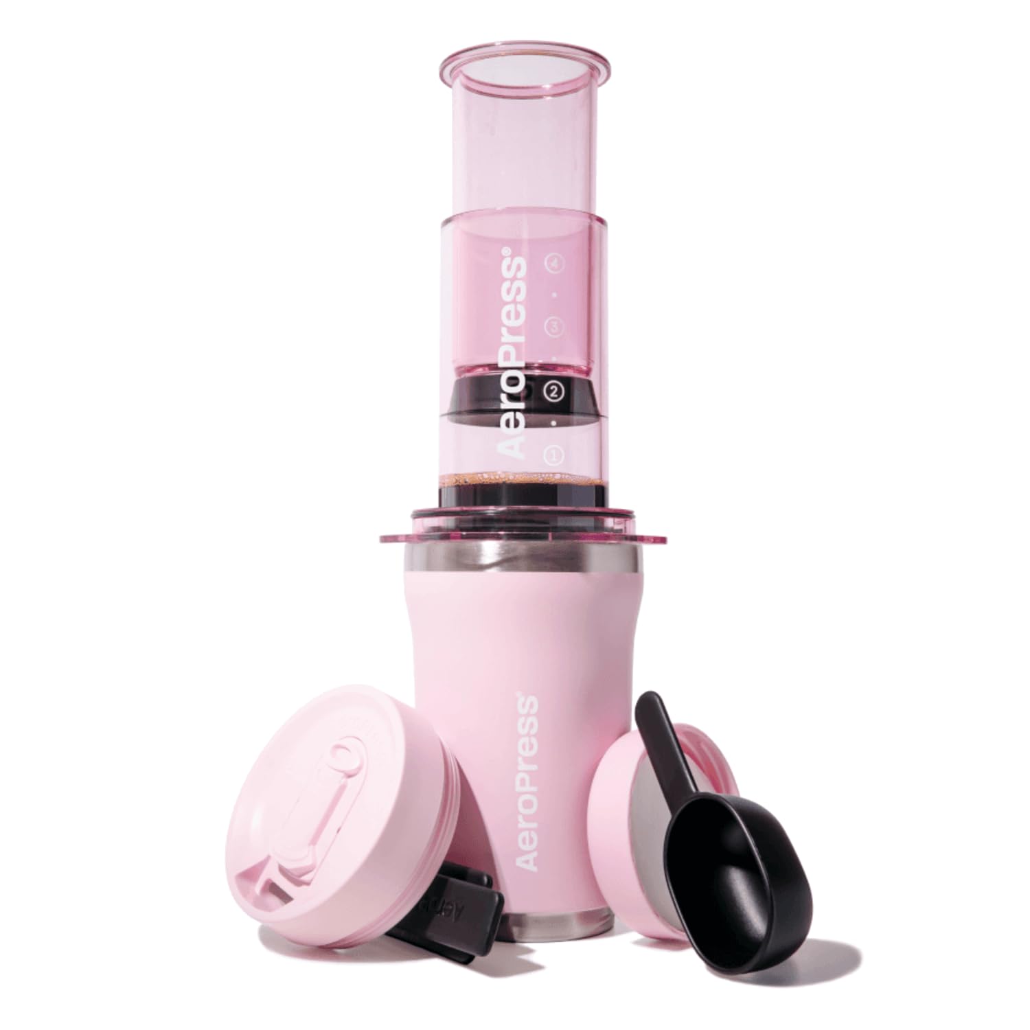 AeroPress Go, Extra Small Portable Coffee Maker Kit, Travel, Hiking & Camping, All-in-One French Press, Pour-Over & Espresso Style Manual Brewer, 2 Min Brew Makes a Less Bitter, More Flavorful Cup