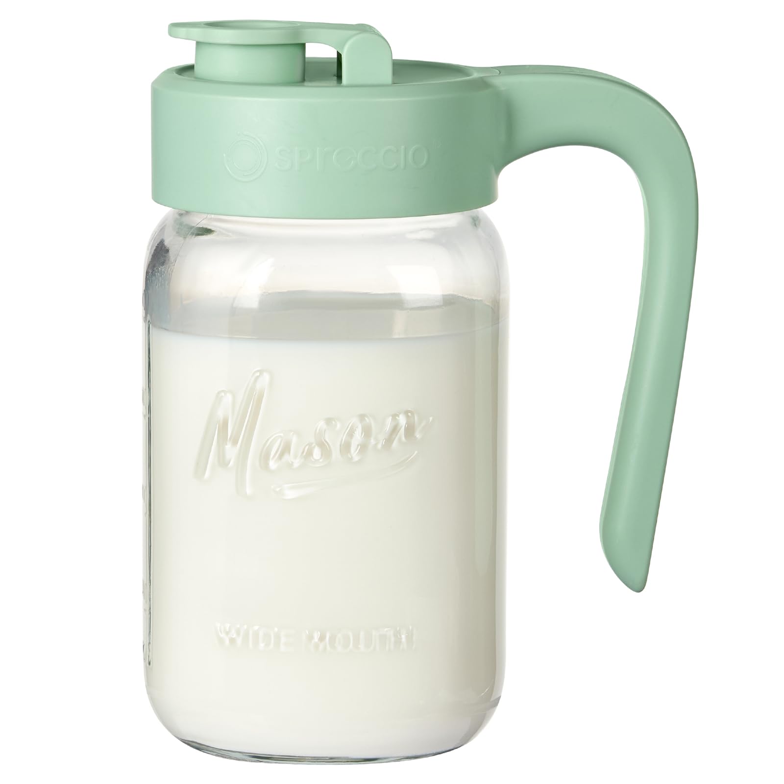 Mason Jar Pitcher - Airtight & Leakproof Glass Pitcher with Lid, Perfect for Breastmilk, Cold Brew, and Sun Tea, 2 Quart (64 oz) Mason Jar with Pour Spout Lid