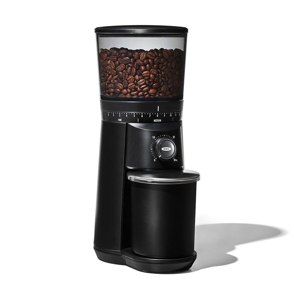 OXO Brew Conical Burr Coffee Grinder - Silver, Stainless Steel Burrs, One-Touch Automatic Smart Grind