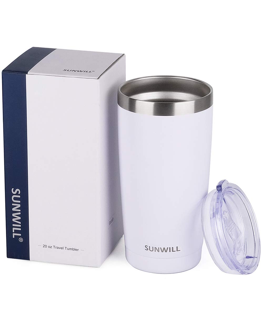 SUNWILL Travel Coffee Tumbler 20 oz, Insulated Mug with Lid, Stainless Steel Cup for Outdoor, Powder Coated Navy