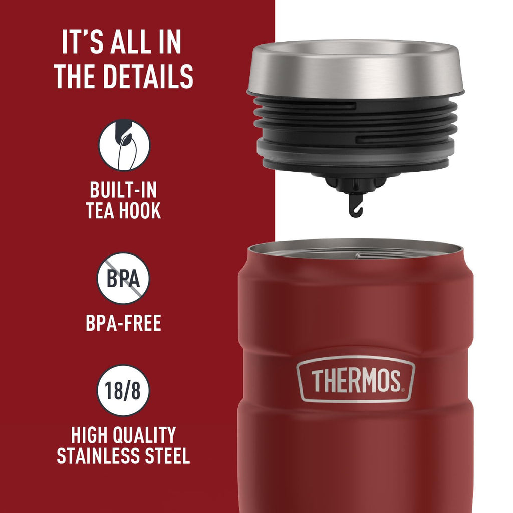 THERMOS Stainless King Vacuum-Insulated Travel Mug with Handle - 16oz, Midnight Blue - Thermos Tumbler for Hot & Cold Drinks - Leak & Sweat-Proof Stainless Steel Coffee Mug with Lid for Commuting