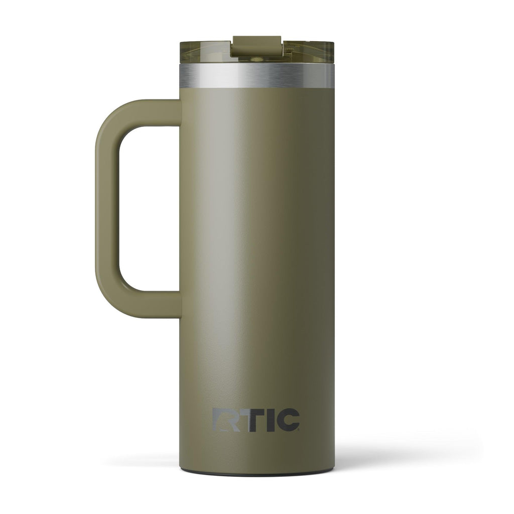 RTIC 20oz Road Trip Travel Mug with Lid and Handle, Ceramic Lined, Insulated, Stainless Steel, Metal, Double Wall Vacuum-Insulation, Portable Coffee, Tea Cup for Hot and Cold Drink, Black