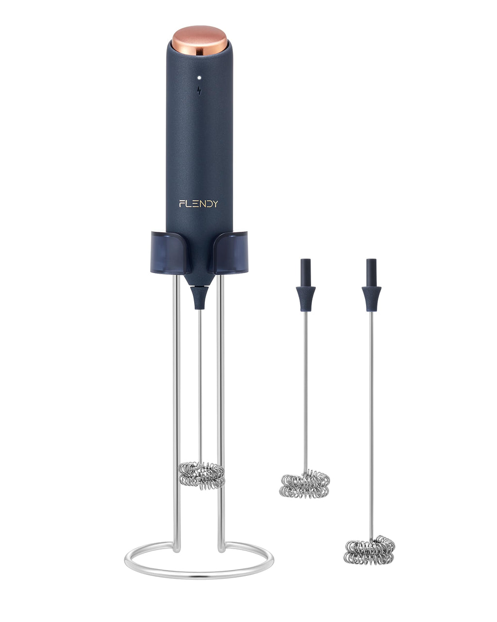 Flendy Rechargeable Milk Frother Handheld, Coffee Frother Handheld with USB-C Charging Stand, Electric Drink Mixer Handheld, Mini Electric Whisk Frother for Coffee, Matcha, etc
