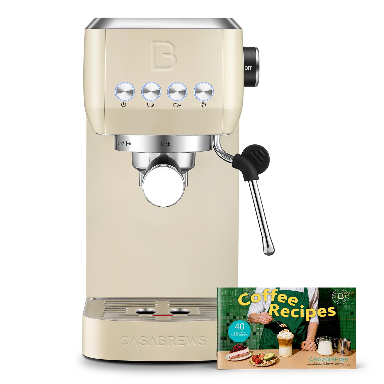 CASABREWS 3700 Essential Espresso Machine 20 Bar, Stainless Steel Cappuccino & Latte Coffee Maker with Steam Frother for Home, 43.9oz Water Tank, Silver