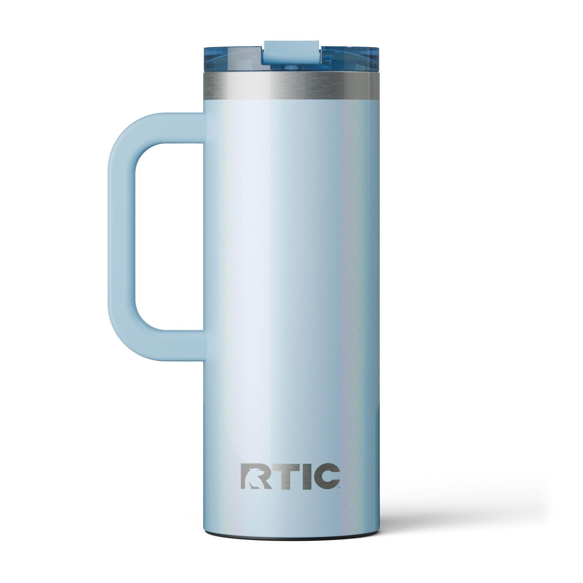 RTIC 20oz Road Trip Travel Mug with Lid and Handle, Ceramic Lined, Insulated, Stainless Steel, Metal, Double Wall Vacuum-Insulation, Portable Coffee, Tea Cup for Hot and Cold Drink, Black