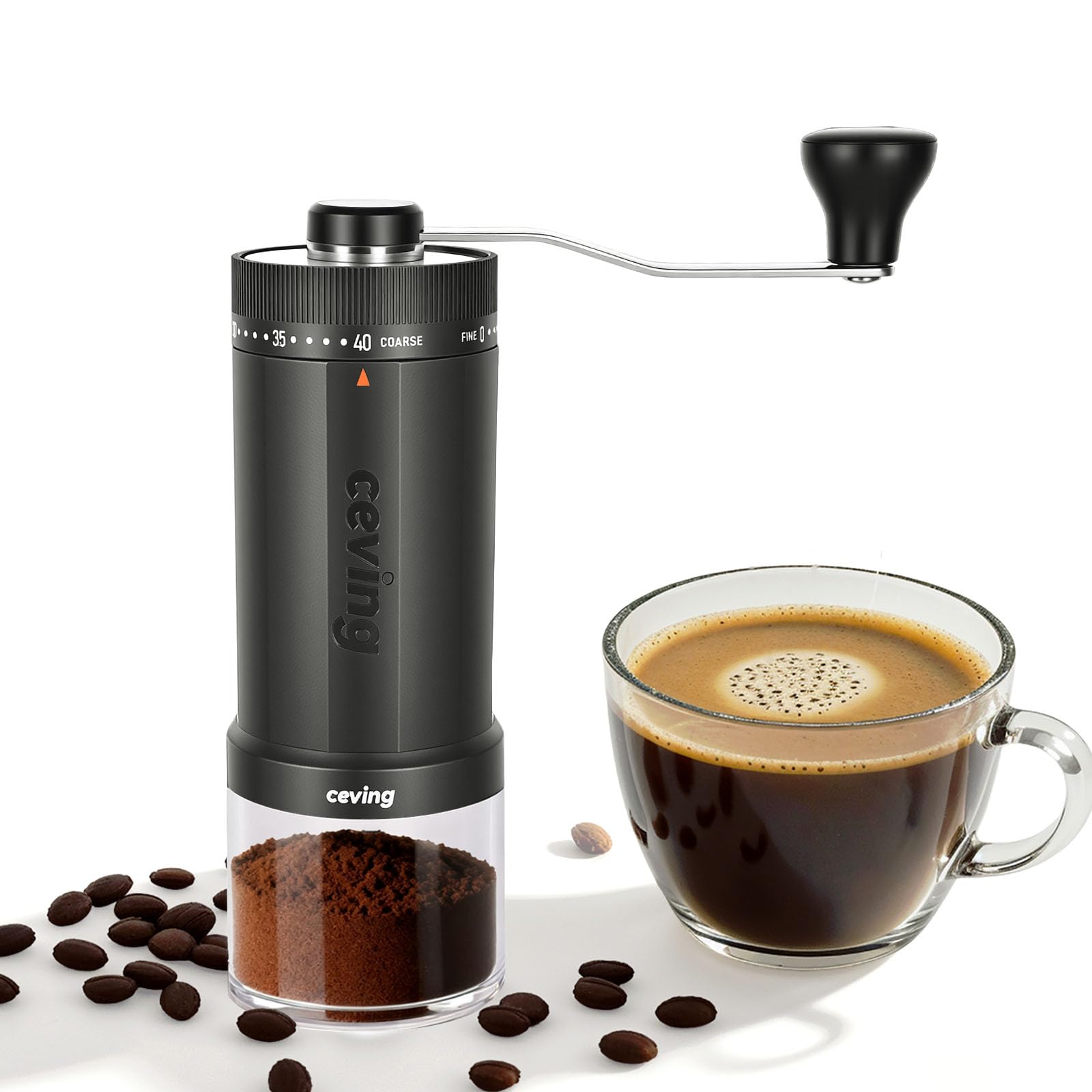 Mini Manual Coffee Grinder with 40 Adjustable Settings, Portable Hand Coffee Bean Mill with 30g Capacity, Conical Burr Coffee Grinder with Crank for Travel, Camping, Office, Espresso, Pour Over, etc