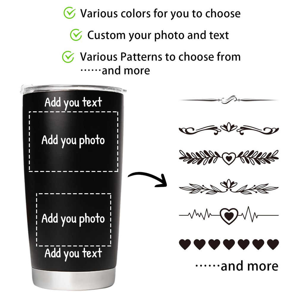 Personalized Tumbler Custom Coffee Tumbler Laser Engrave with Name 20 Oz Stainless Steel Travel Tumbler Cup Mug Personalized Gifts for Birthday Christmas Anniversary for Men Women Kids