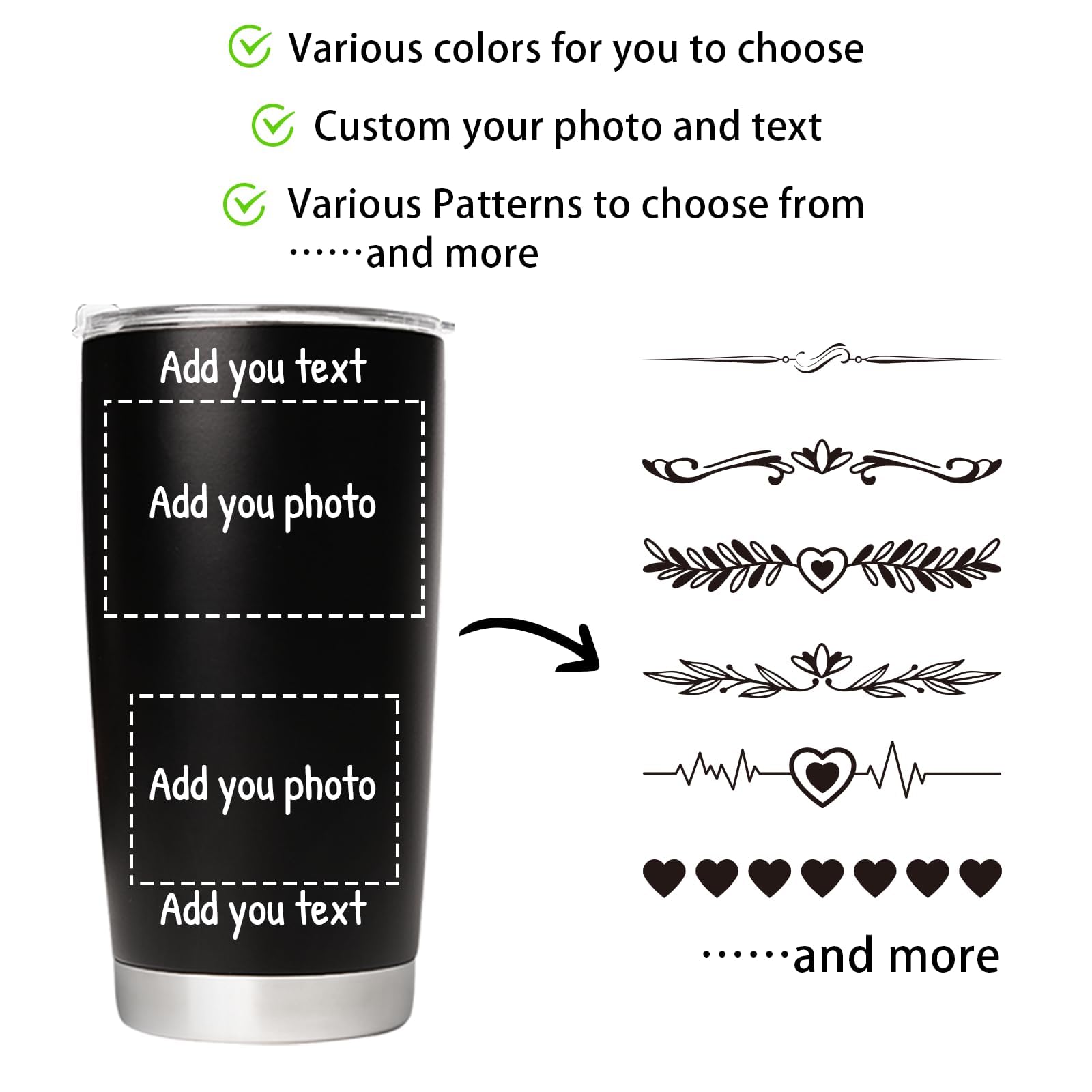 Personalized Tumbler Custom Coffee Tumbler Laser Engrave with Name 20 Oz Stainless Steel Travel Tumbler Cup Mug Personalized Gifts for Birthday Christmas Anniversary for Men Women Kids