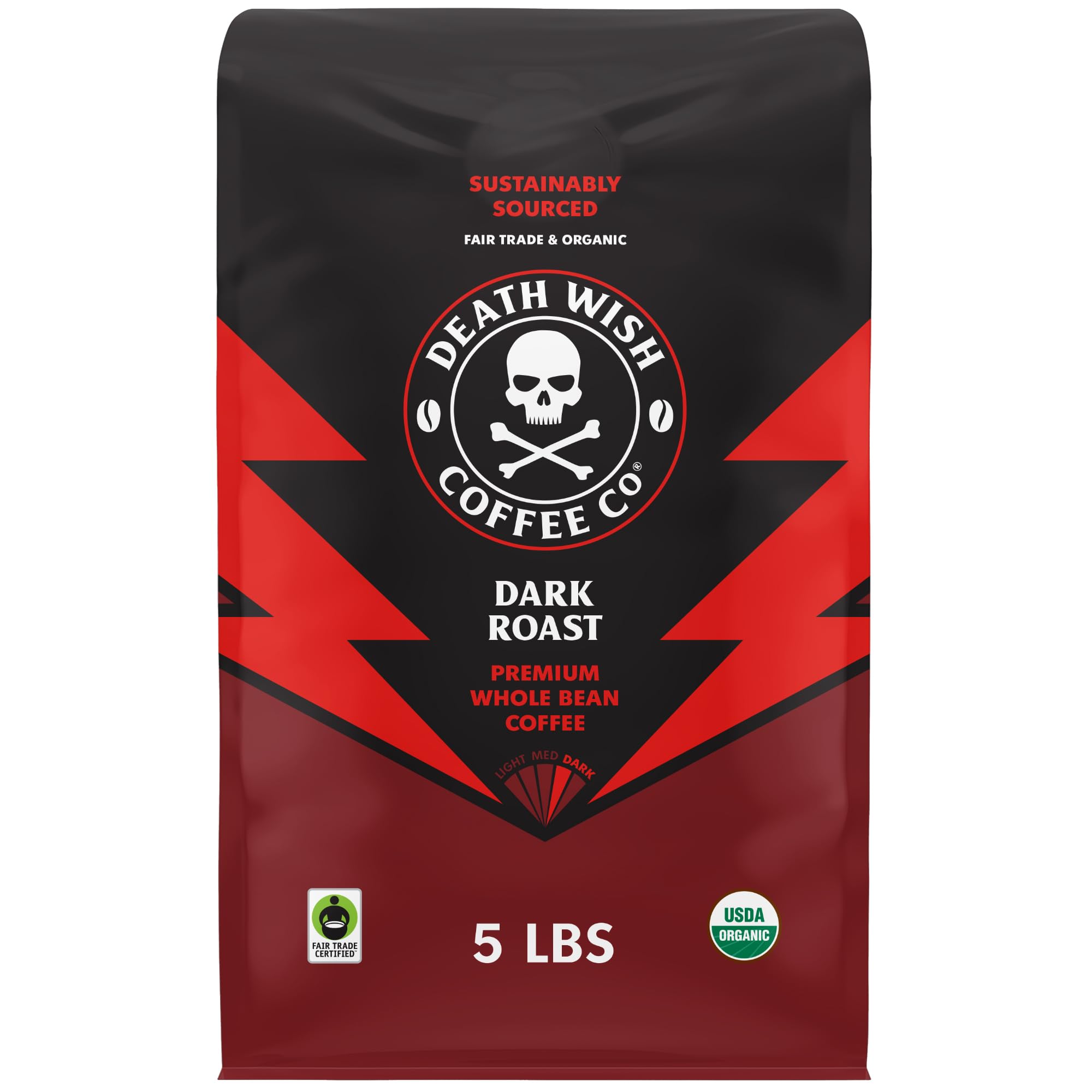 Death Wish Coffee, Valhalla Java Odinforce Blend Whole Bean, USDA Organic and Fair Trade, 12 oz (Pack of 1)