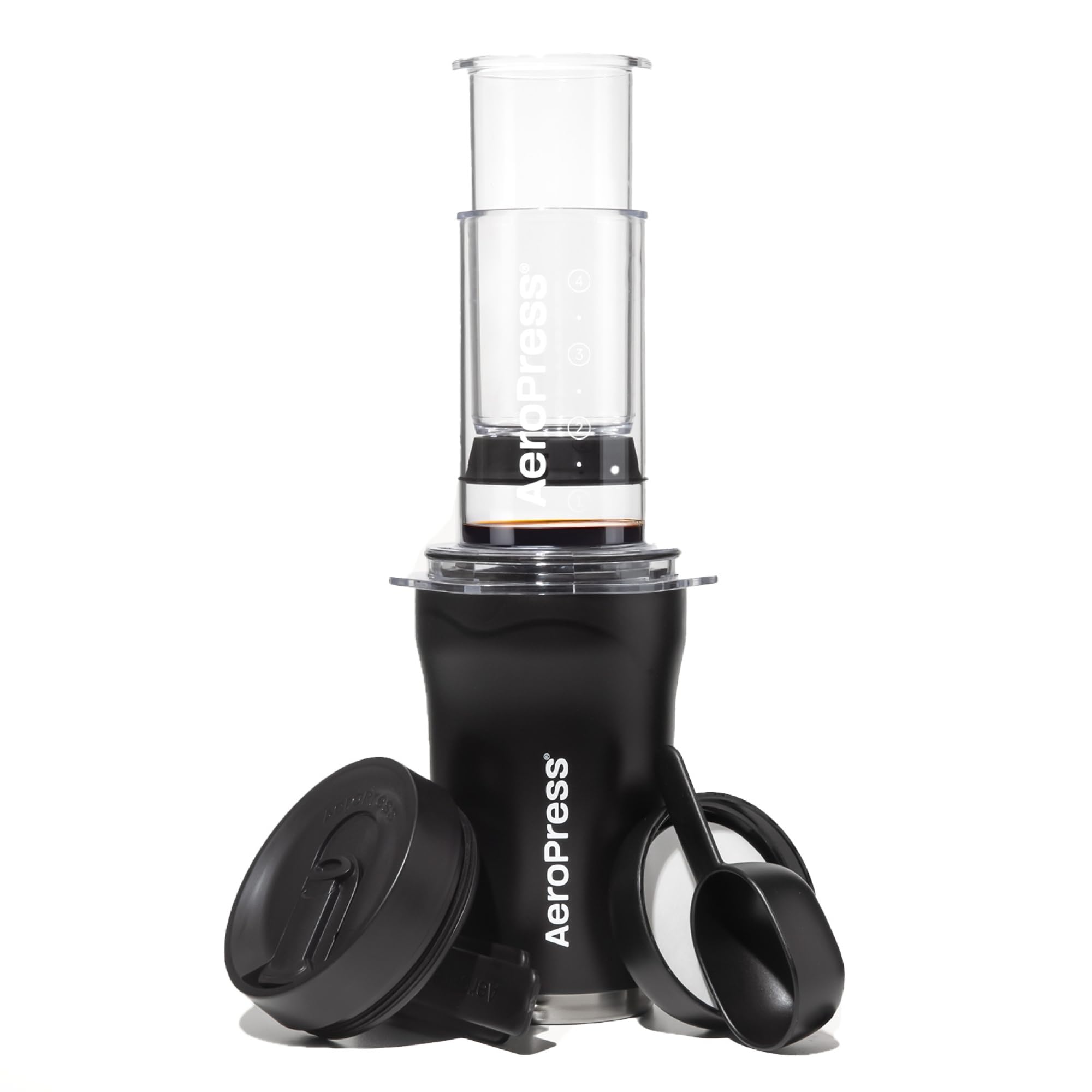 AeroPress Go, Extra Small Portable Coffee Maker Kit, Travel, Hiking & Camping, All-in-One French Press, Pour-Over & Espresso Style Manual Brewer, 2 Min Brew Makes a Less Bitter, More Flavorful Cup
