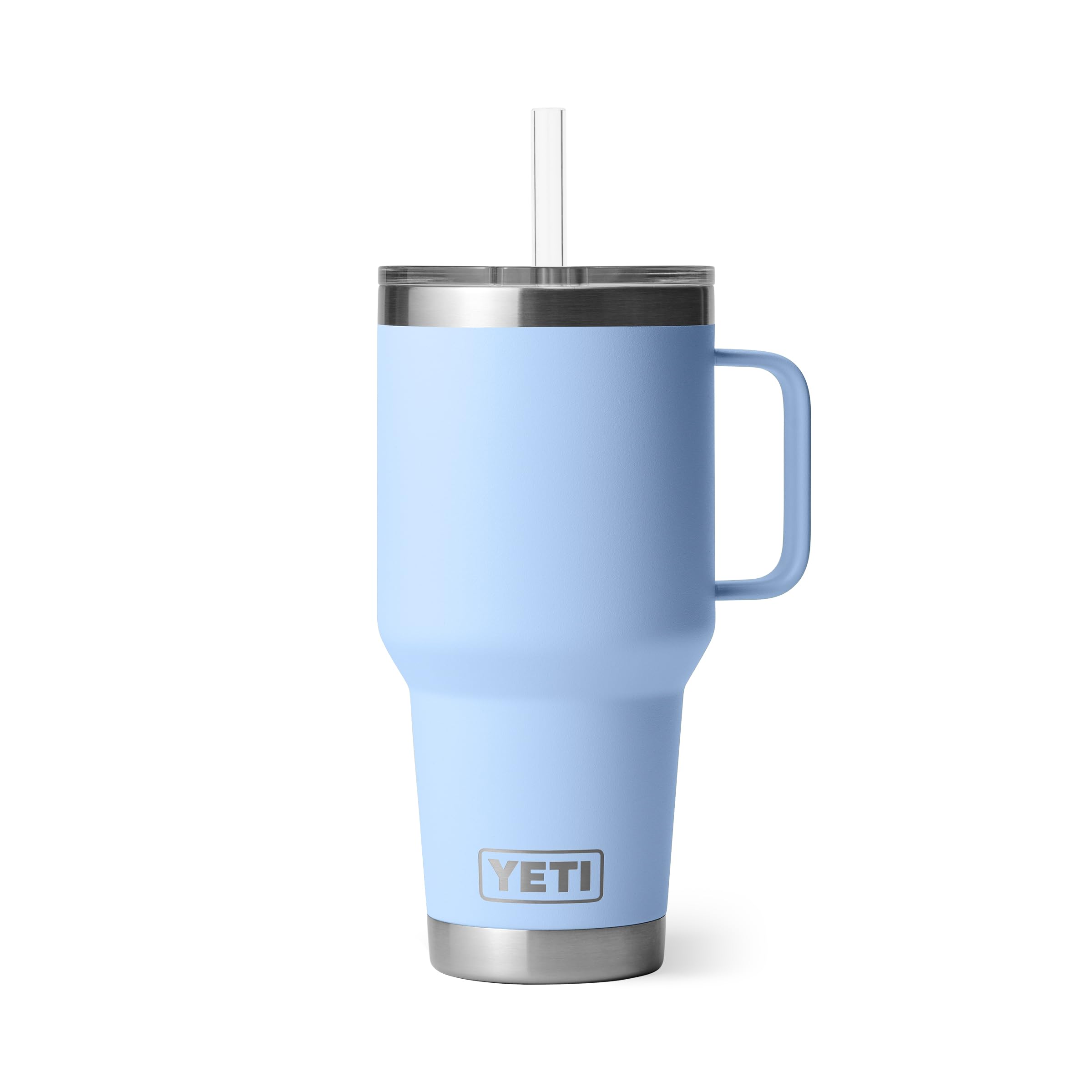 YETI Rambler 35 oz Tumbler with Handle and Straw Lid, Travel Mug Water Tumbler, Vacuum Insulated Cup with Handle, Stainless Steel, Moon Dust - Textured