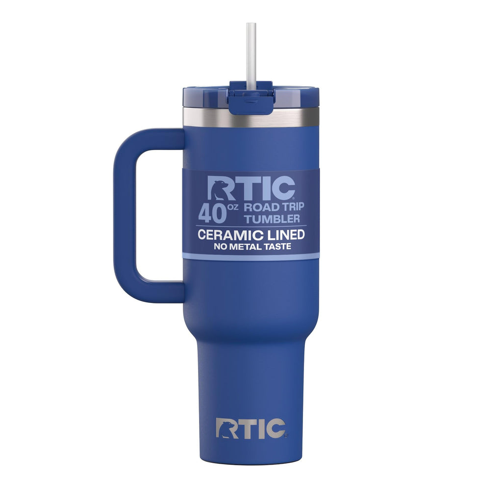RTIC 40 oz Road Trip Tumbler Double-Walled Cermaic Lined Insulated Stainless Steel Portable Travel Coffee Mug Cup with Lid, Handle and Straw, Trailblazer