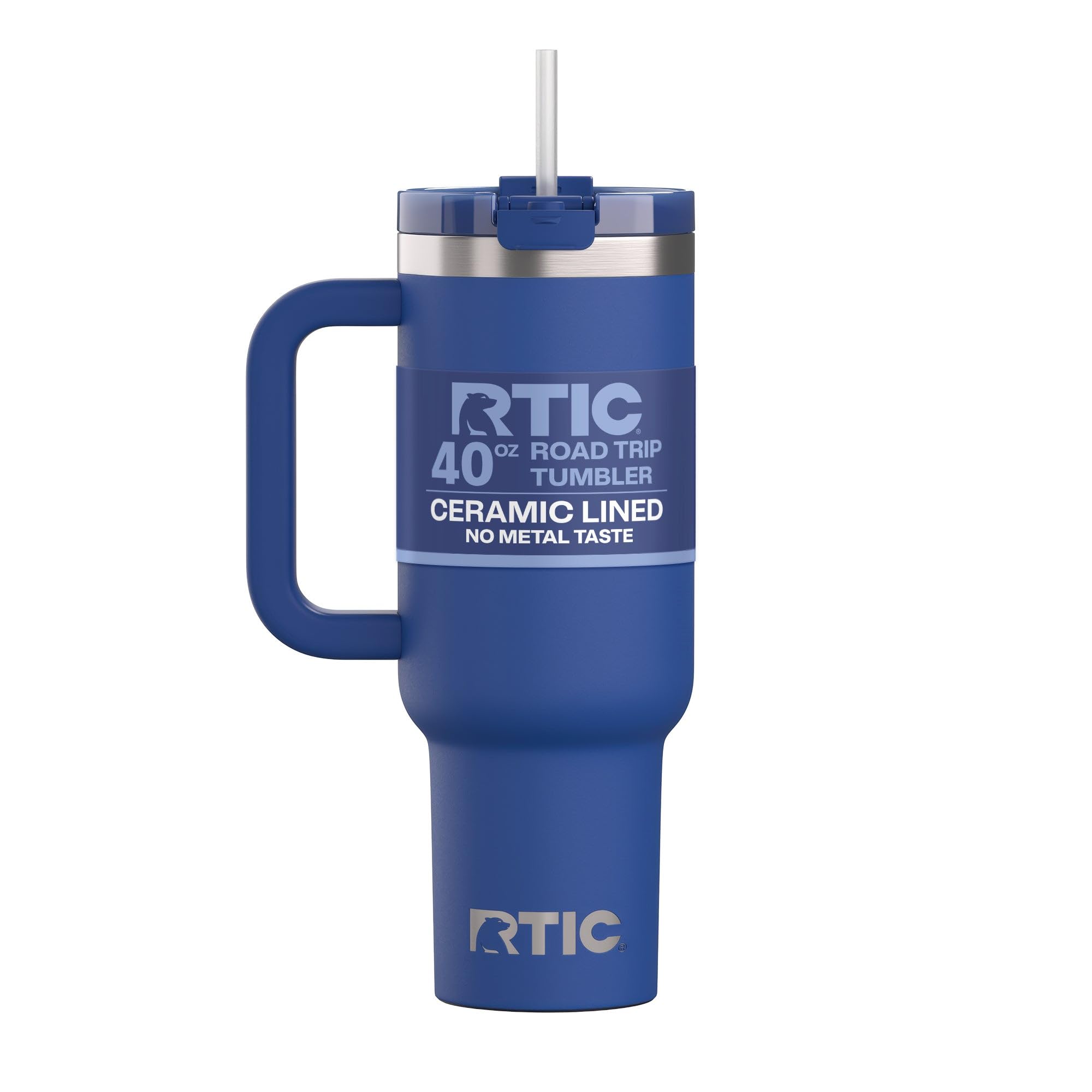 RTIC 40 oz Road Trip Tumbler Double-Walled Cermaic Lined Insulated Stainless Steel Portable Travel Coffee Mug Cup with Lid, Handle and Straw, Trailblazer