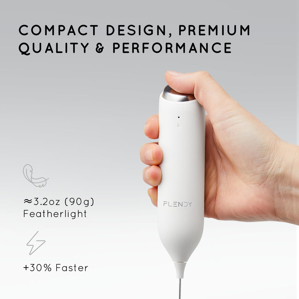 Flendy Rechargeable Milk Frother Handheld, Coffee Frother Handheld with USB-C Charging Stand, Electric Drink Mixer Handheld, Mini Electric Whisk Frother for Coffee, Matcha, etc
