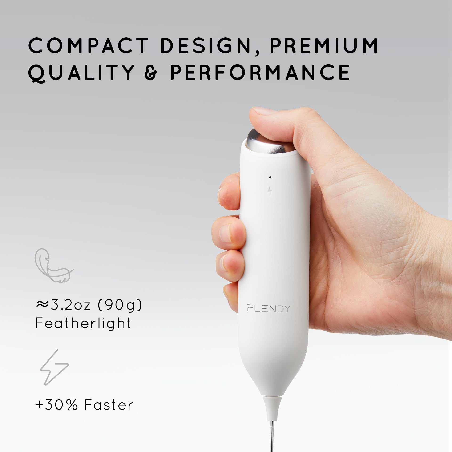 Flendy Rechargeable Milk Frother Handheld, Coffee Frother Handheld with USB-C Charging Stand, Electric Drink Mixer Handheld, Mini Electric Whisk Frother for Coffee, Matcha, etc