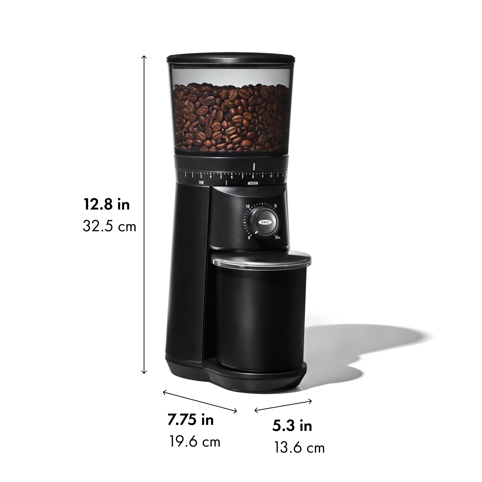 OXO Brew Conical Burr Coffee Grinder - Silver, Stainless Steel Burrs, One-Touch Automatic Smart Grind