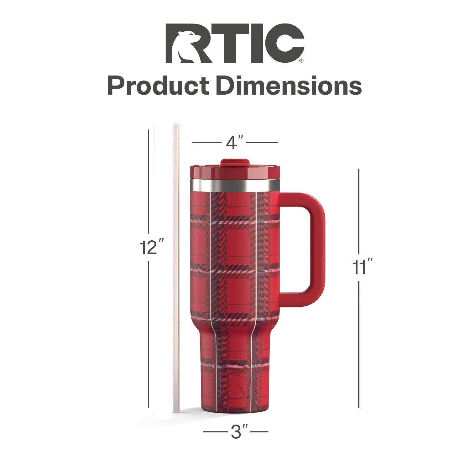 RTIC 40 oz Road Trip Tumbler Double-Walled Cermaic Lined Insulated Stainless Steel Portable Travel Coffee Mug Cup with Lid, Handle and Straw, Trailblazer
