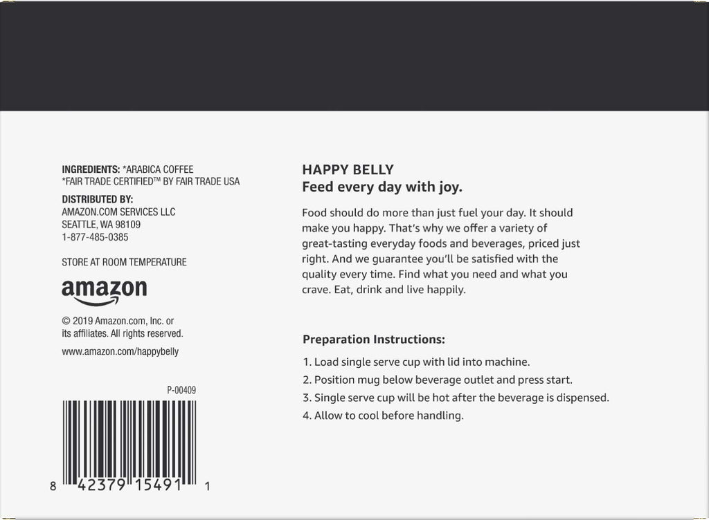Amazon Brand - Happy Belly Dark Roast Coffee Pods, French Roast, Compatible with Keurig 2.0 K-Cup Brewers, 100 Count