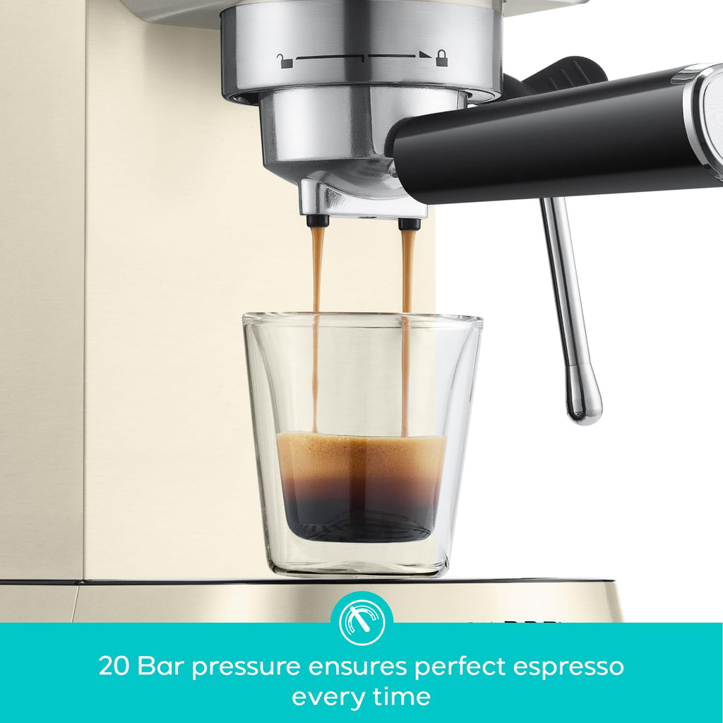 CASABREWS CM5418 Espresso Machine 20 Bar, Compact Espresso Maker with Steam Milk Frother, Stainless Steel Coffee Machine with 34oz Removable Water Tank for Cappuccino, Gift for Women or Men, Silver