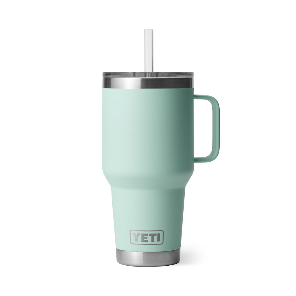 YETI Rambler 35 oz Tumbler with Handle and Straw Lid, Travel Mug Water Tumbler, Vacuum Insulated Cup with Handle, Stainless Steel, Moon Dust - Textured
