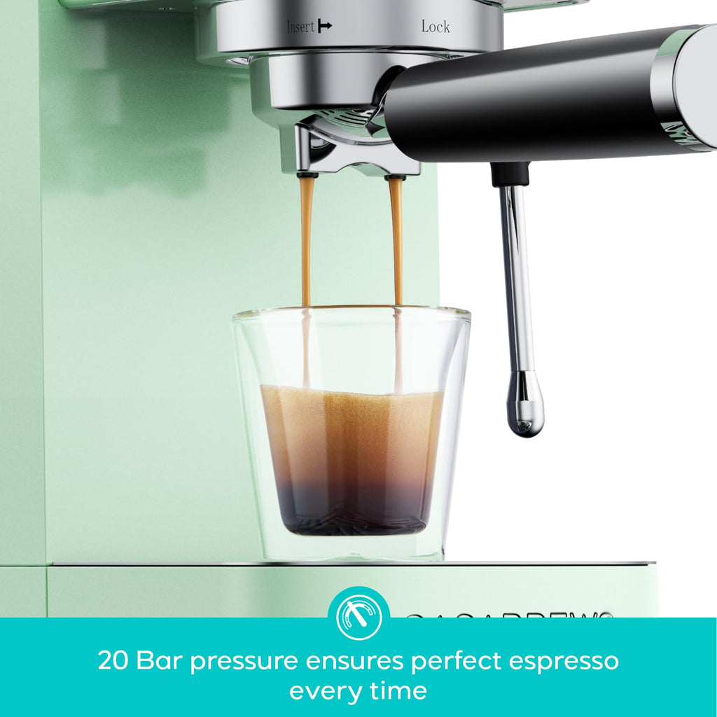CASABREWS 3700 Essential Espresso Machine 20 Bar, Stainless Steel Cappuccino & Latte Coffee Maker with Steam Frother for Home, 43.9oz Water Tank, Silver