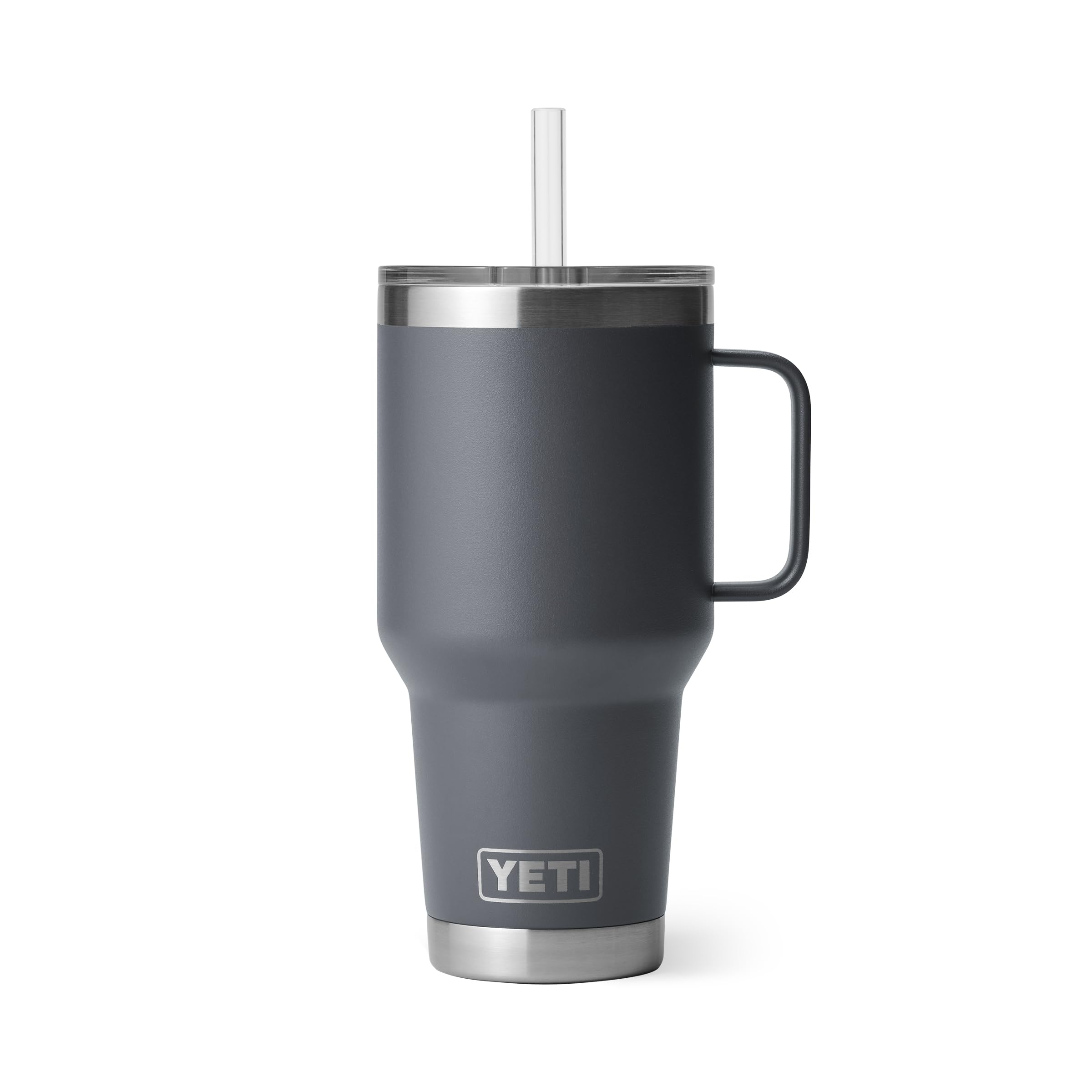 YETI Rambler 35 oz Tumbler with Handle and Straw Lid, Travel Mug Water Tumbler, Vacuum Insulated Cup with Handle, Stainless Steel, Moon Dust - Textured