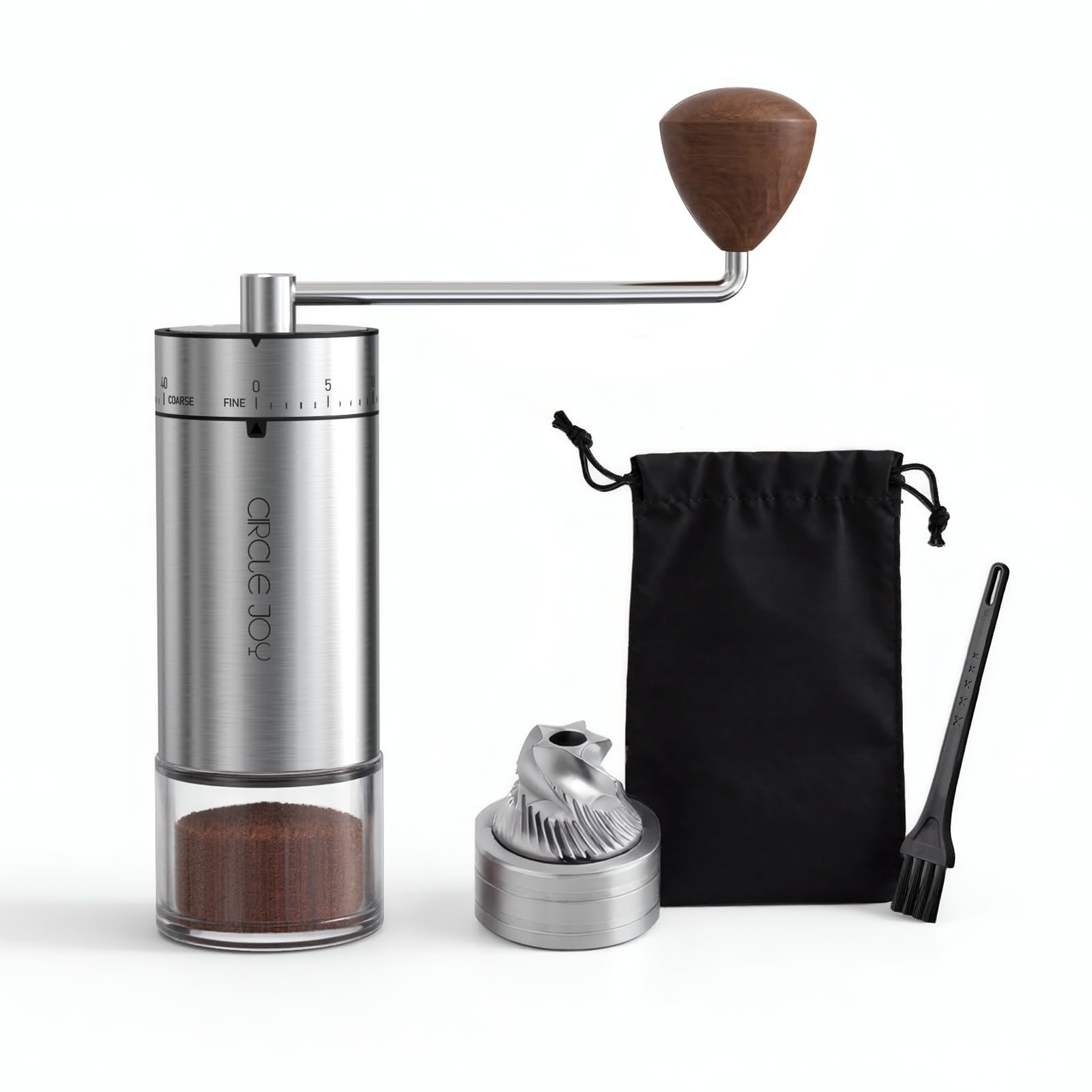 CIRCLE JOY Mini Manual Coffee Grinder with 40 External Adjustable Settings and Ceramic Conical Burr, Portable Stainless Steel Hand Coffee Grinder for Home and Travel