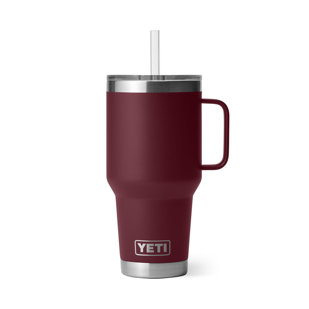 YETI Rambler 35 oz Tumbler with Handle and Straw Lid, Travel Mug Water Tumbler, Vacuum Insulated Cup with Handle, Stainless Steel, Moon Dust - Textured