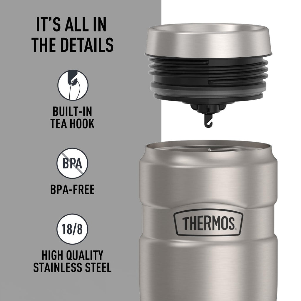 THERMOS Stainless King Vacuum-Insulated Travel Mug with Handle - 16oz, Midnight Blue - Thermos Tumbler for Hot & Cold Drinks - Leak & Sweat-Proof Stainless Steel Coffee Mug with Lid for Commuting