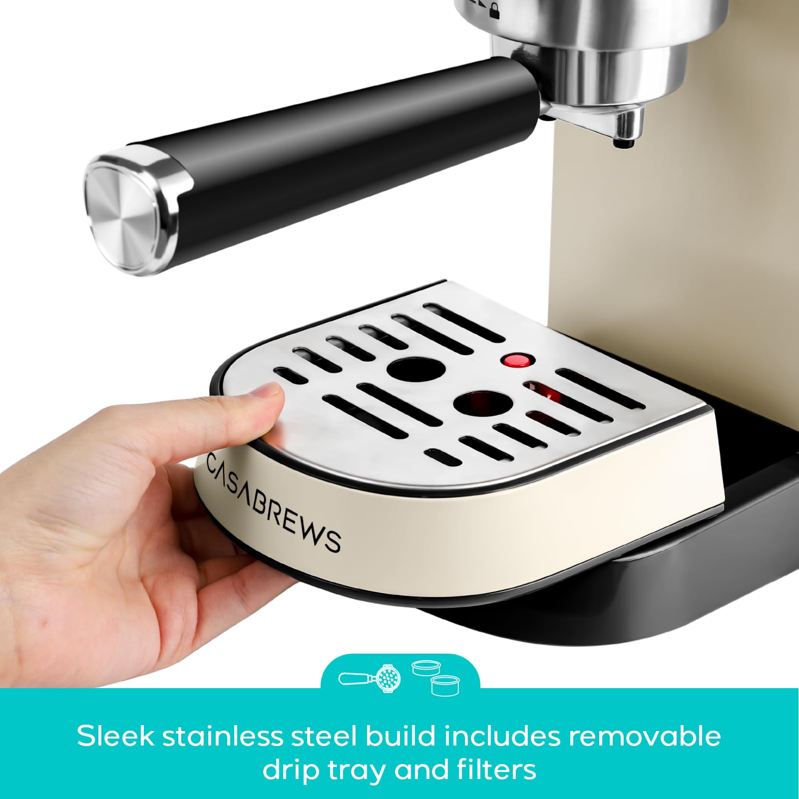 CASABREWS CM5418 Espresso Machine 20 Bar, Compact Espresso Maker with Steam Milk Frother, Stainless Steel Coffee Machine with 34oz Removable Water Tank for Cappuccino, Gift for Women or Men, Silver