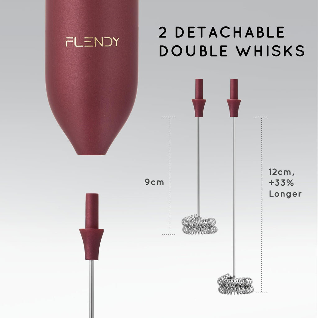 Flendy Rechargeable Milk Frother Handheld, Coffee Frother Handheld with USB-C Charging Stand, Electric Drink Mixer Handheld, Mini Electric Whisk Frother for Coffee, Matcha, etc