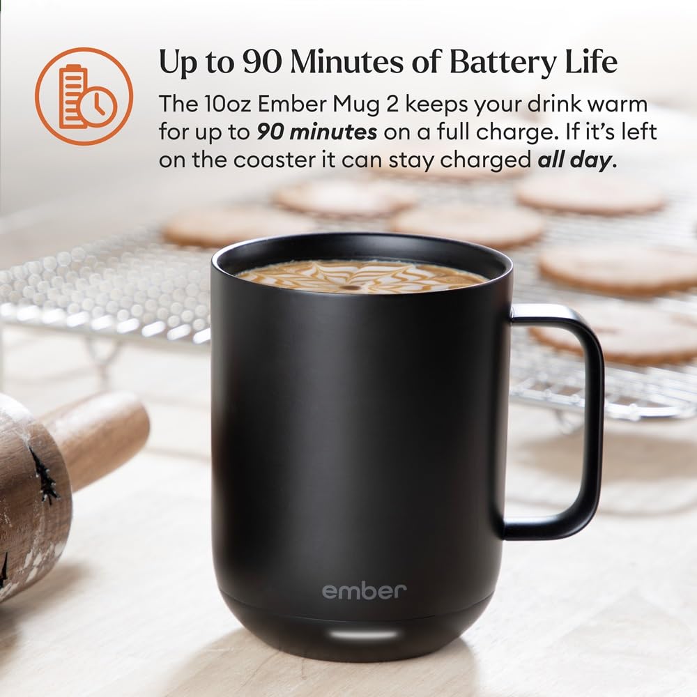 Ember Temperature Control Smart Mug 2, 14 Oz, App-Controlled Heated Coffee Mug with 80 Min Battery Life and Improved Design, Black