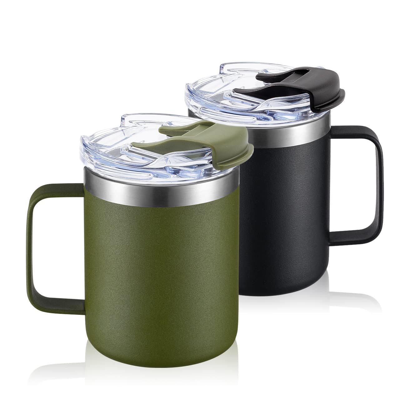 12oz Stainless Steel Insulated Coffee Mug with Handle, Double Wall Vacuum Travel Mug, Tumbler Cup with Sliding Lid, Navy