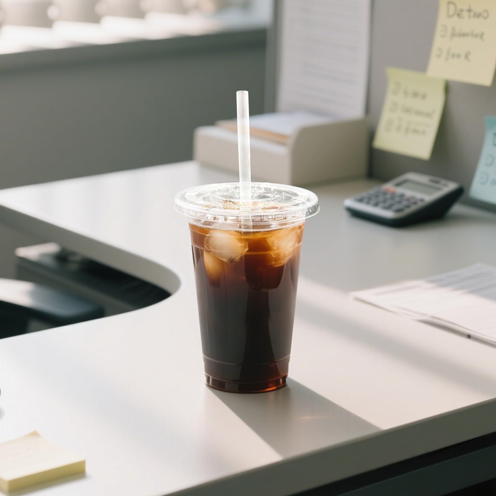 Dealusy 100 Pack - 20 oz Clear Plastic Cups with Lids, Sturdy & Food Safe Iced Coffee Cups with lids, Disposable Plastic Smoothie Cups for Cold Drinks, Sip Lids