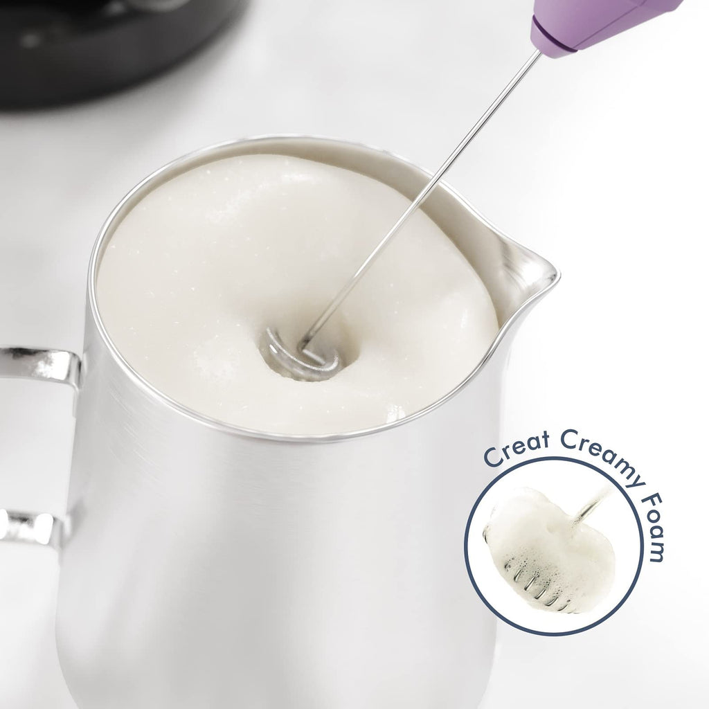 Powerful Milk Frother Handheld Foam Maker, Mini Whisk Drink Mixer for Coffee, Cappuccino, Latte, Matcha, Hot Chocolate, No Stand, Green