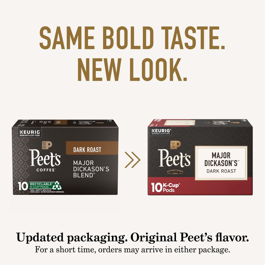 Peet's Coffee, Dark Roast Keurig K-Cup Pods, 100% Arabica Coffee - Major Dickason's Blend 75 Count (1 Box of 75 Pods)