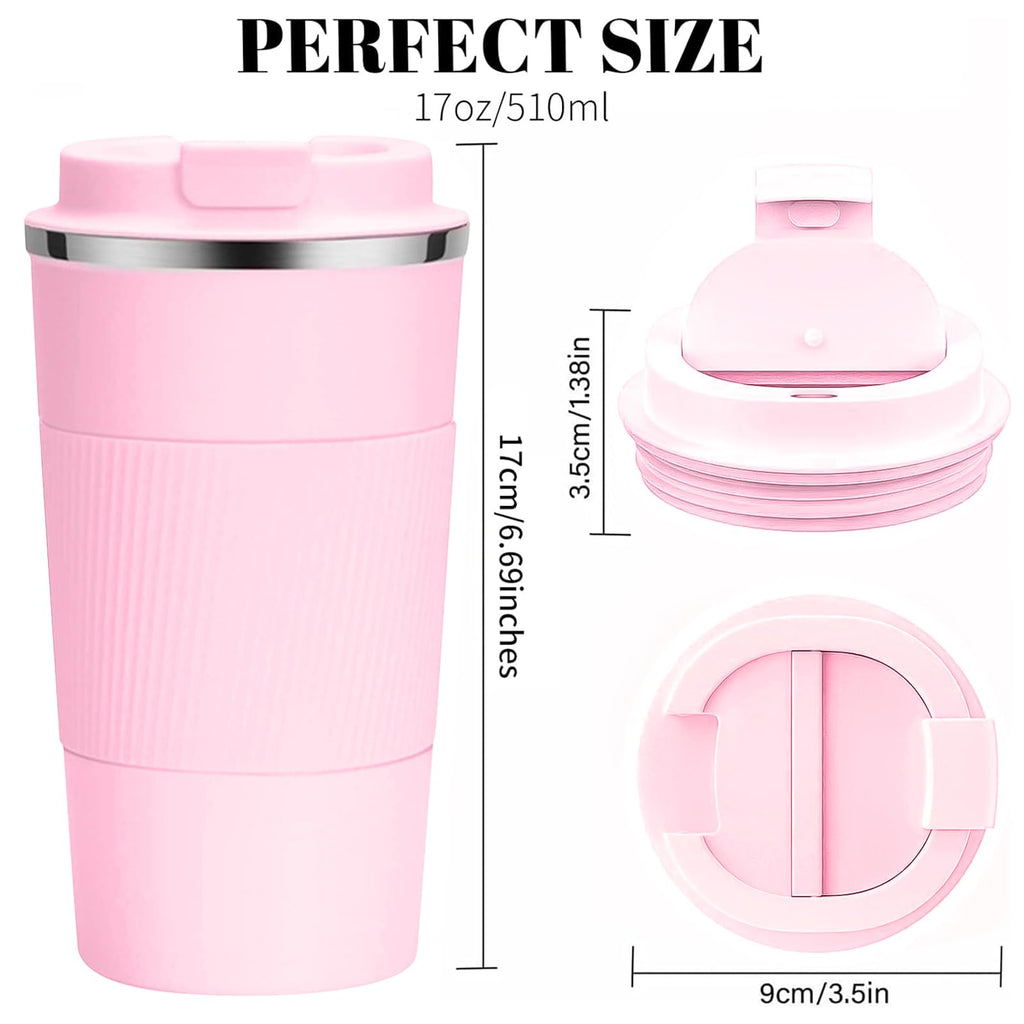 YINBAOGE Insulated Travel Coffee Mug, Spill & Leak Proof, Portable To Go Camping Stainless Steel Coffee Tumbler, Reusable Thermal Coffee Cup with Lid for Hot & Cold Drinks (Black, 12 OZ)