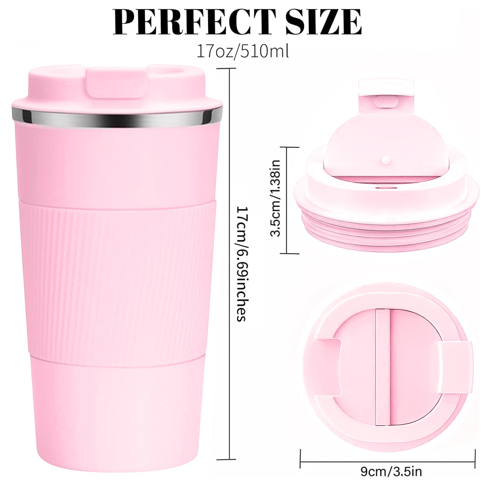 YINBAOGE Insulated Travel Coffee Mug, Spill & Leak Proof, Portable To Go Camping Stainless Steel Coffee Tumbler, Reusable Thermal Coffee Cup with Lid for Hot & Cold Drinks (Black, 12 OZ)