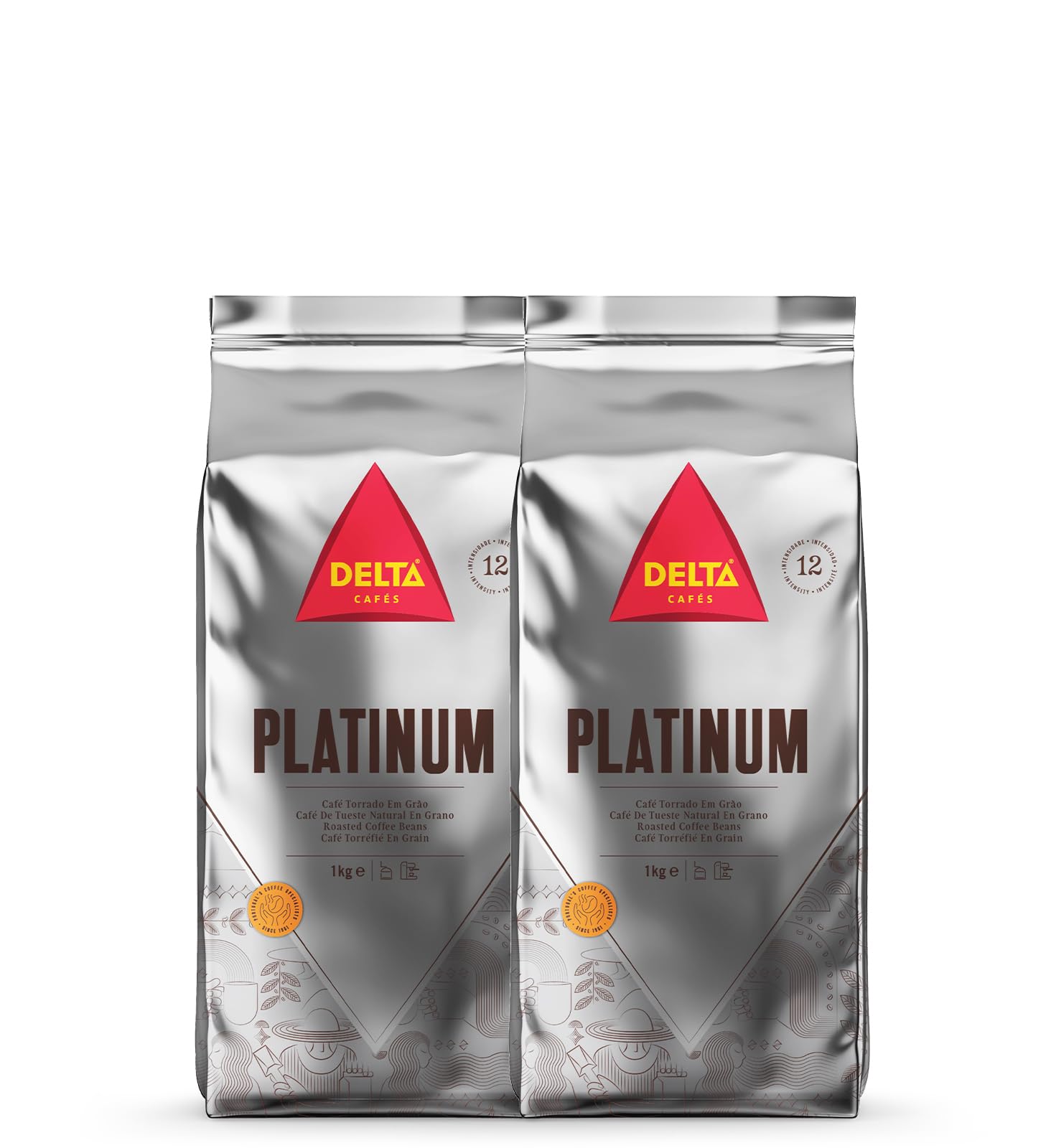 Delta Cafés Platinum Whole Bean Coffee 35.2oz Intense Espresso Beans Medium Roast Coffee
