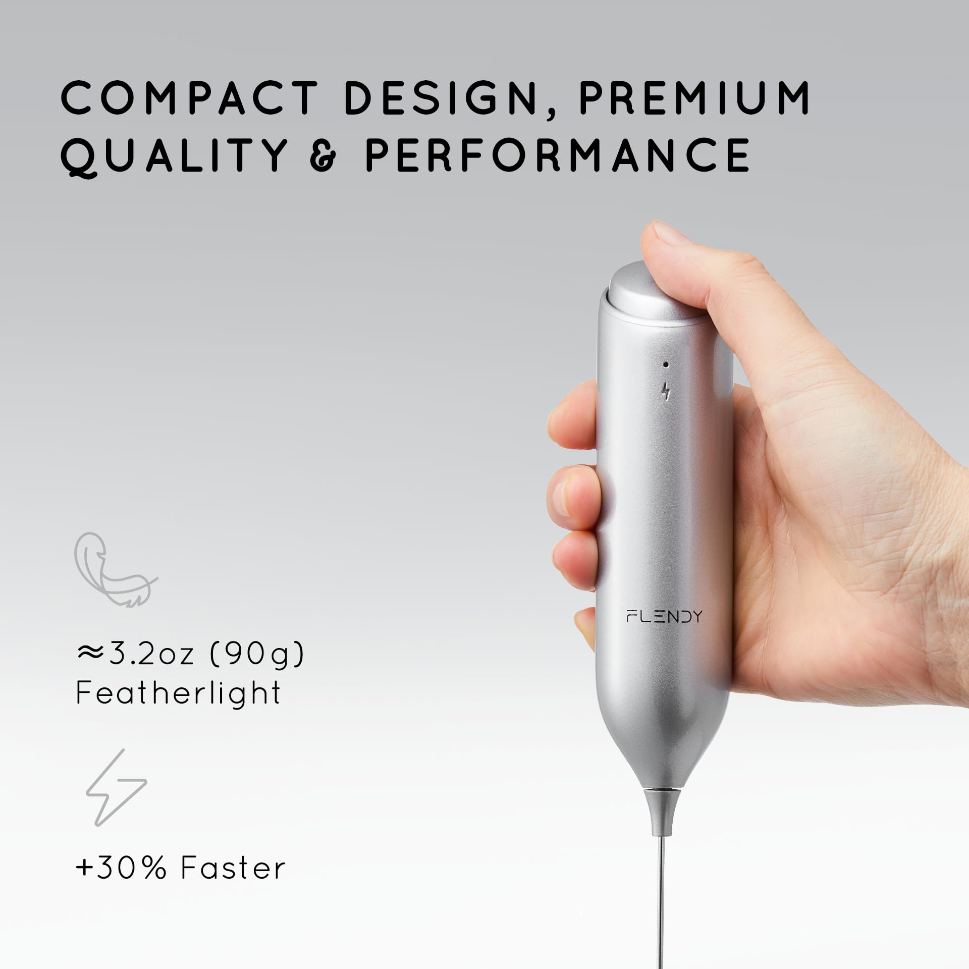 Flendy Rechargeable Milk Frother Handheld, Coffee Frother Handheld with USB-C Charging Stand, Electric Drink Mixer Handheld, Mini Electric Whisk Frother for Coffee, Matcha, etc