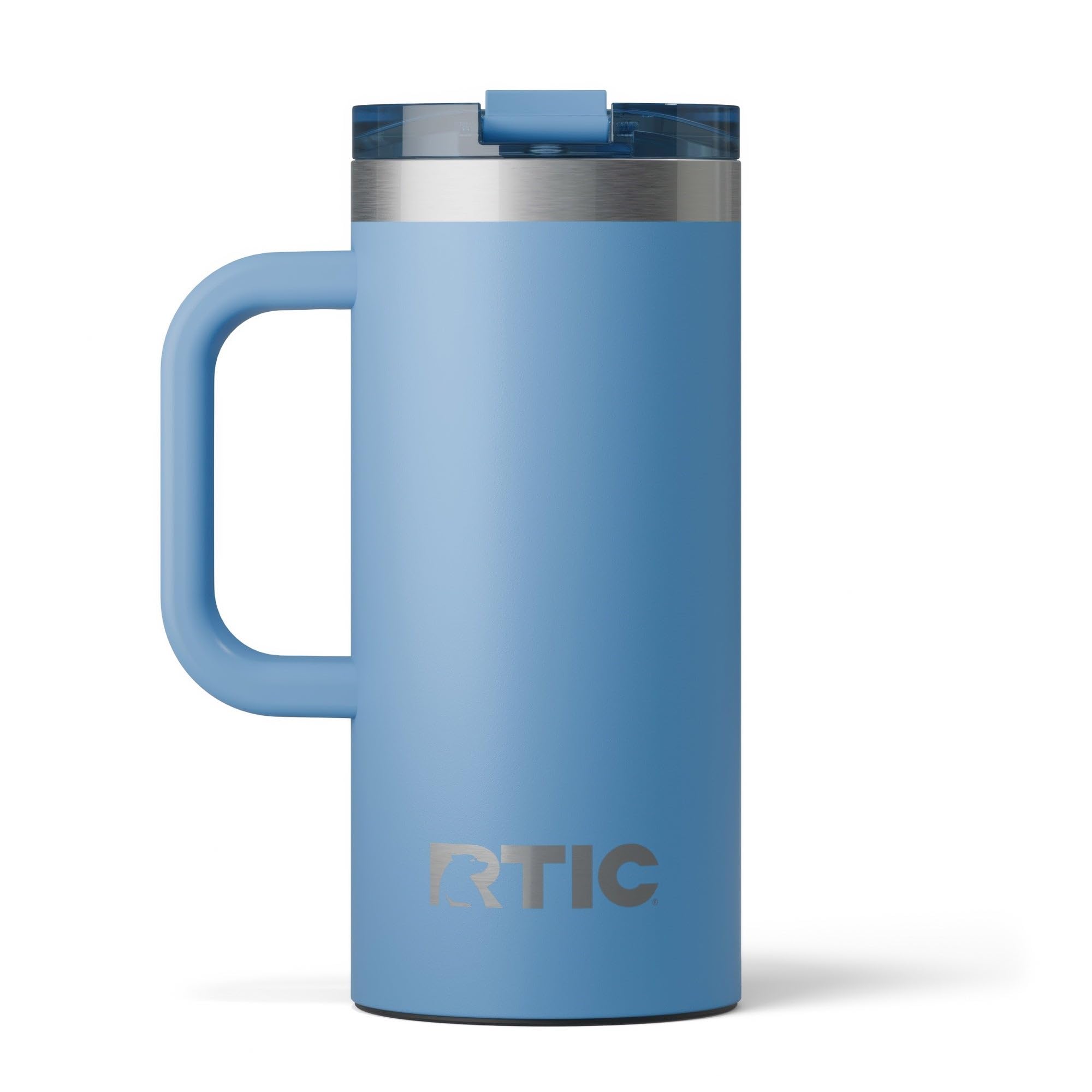 RTIC 20oz Road Trip Travel Mug with Lid and Handle, Ceramic Lined, Insulated, Stainless Steel, Metal, Double Wall Vacuum-Insulation, Portable Coffee, Tea Cup for Hot and Cold Drink, Black