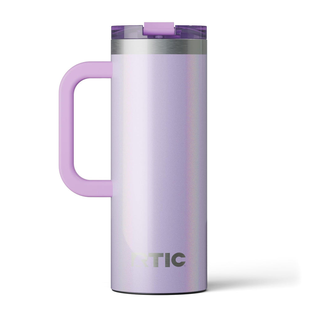 RTIC 20oz Road Trip Travel Mug with Lid and Handle, Ceramic Lined, Insulated, Stainless Steel, Metal, Double Wall Vacuum-Insulation, Portable Coffee, Tea Cup for Hot and Cold Drink, Black