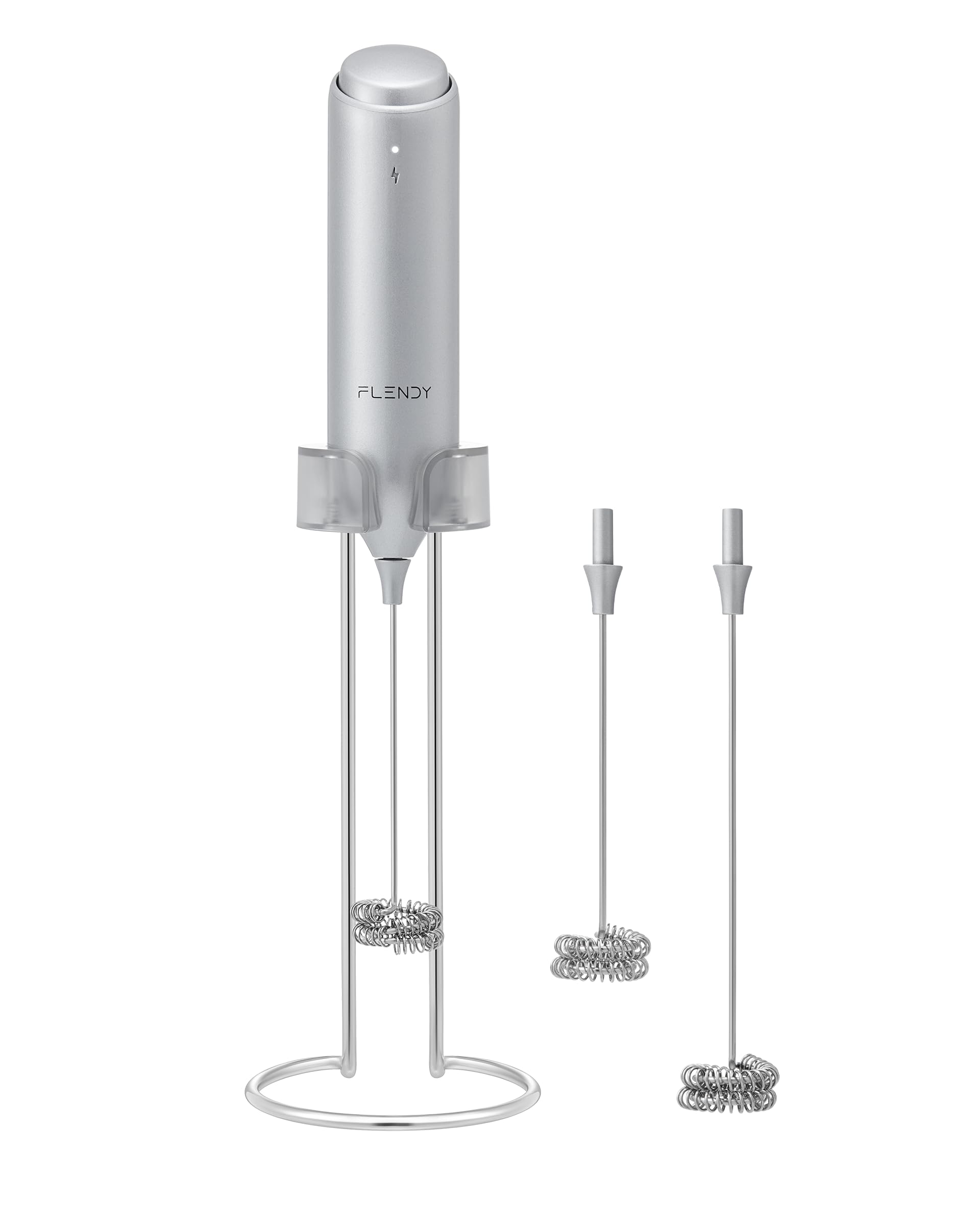 Flendy Rechargeable Milk Frother Handheld, Coffee Frother Handheld with USB-C Charging Stand, Electric Drink Mixer Handheld, Mini Electric Whisk Frother for Coffee, Matcha, etc