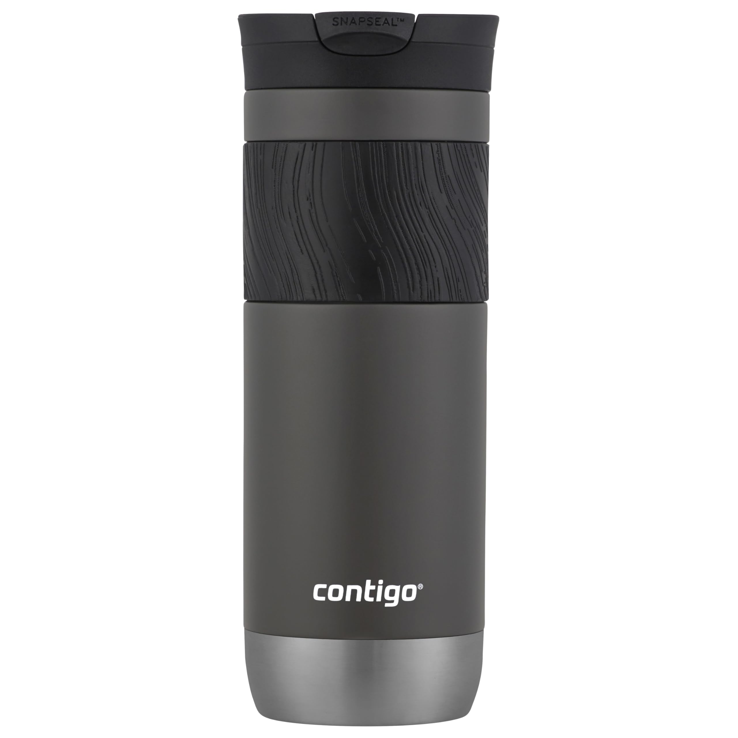 Contigo Byron Vacuum-Insulated Stainless Steel Travel Mug with Leak-Proof Lid Reusable Coffee Mug or Water Bottle BPA-Free 16oz Licorice Keeps Beverages Hot for 6 Hours or Cold for 12 Hours