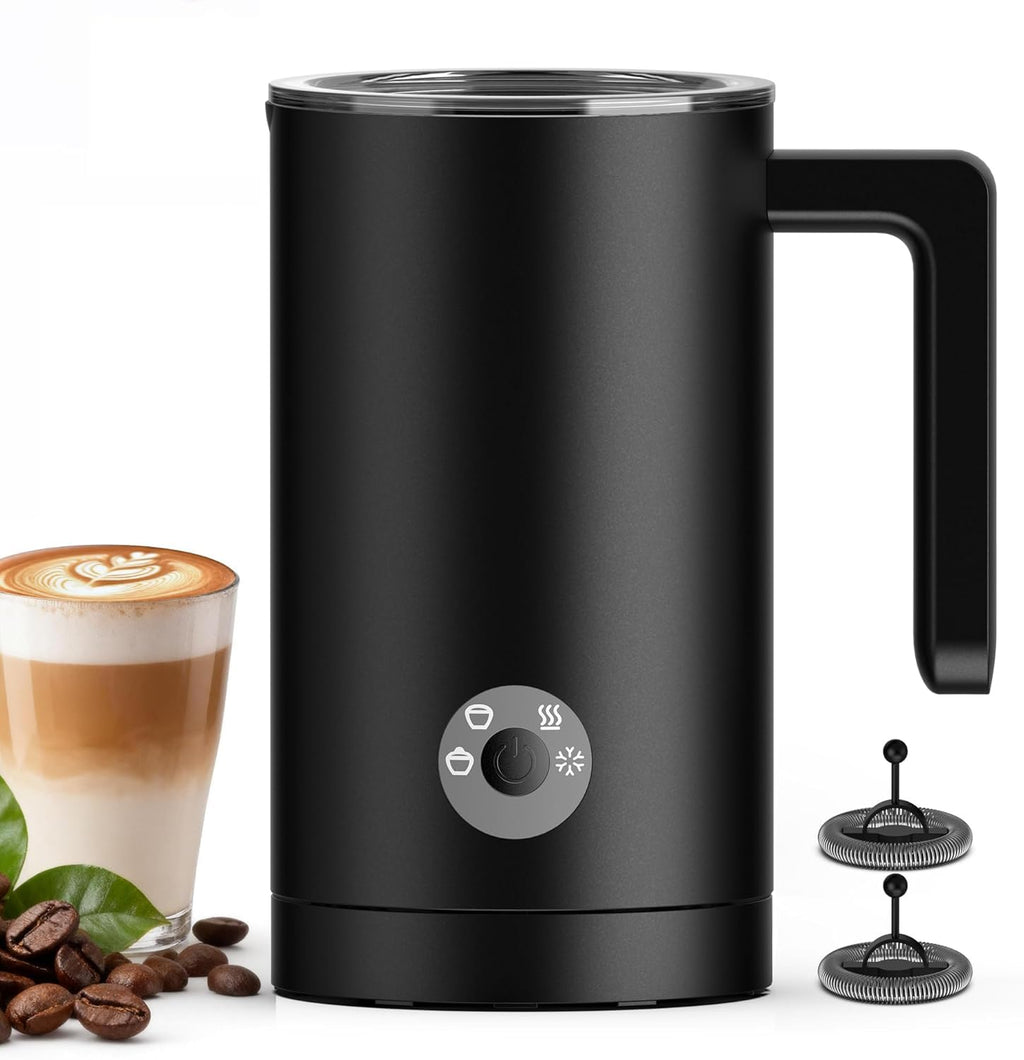 4-in-1 Electric Milk Frother & Steamer – Automatic Frother Machine, Barista-Style Hot & Cold Foam for Lattes, Cappuccinos, Iced Coffee, Quiet, One-Touch, Easy to Clean