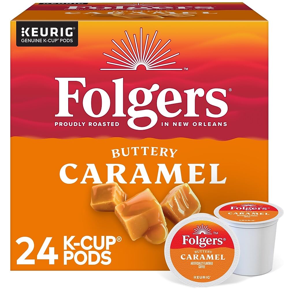 Folgers French Vanilla Artificially Flavored Coffee, Keurig K-Cup pods, 10 Count Box (Pack of 6)